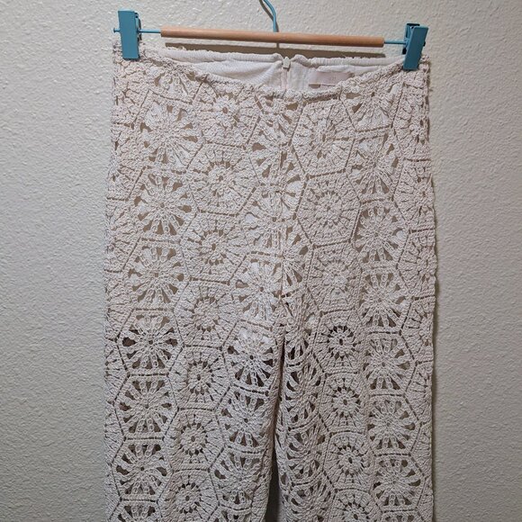 H&M Crochet Straight Leg Pants Cream Size S - Picture 6 of 12